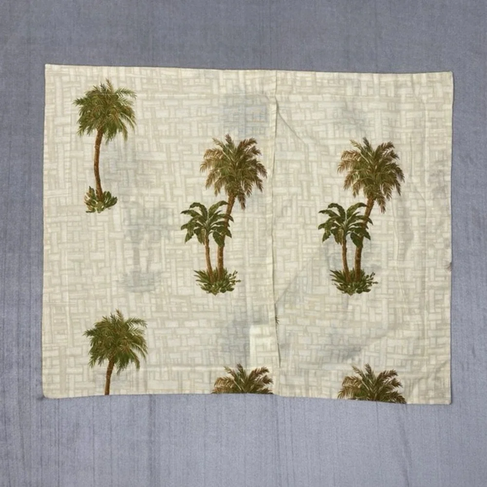 Vtg Revman Pillowcases SET of 4 Two Sizes Palm Tree Print Tropical Island Cabana